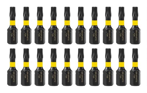 Graphite torziós ütvecsavarozó bit T20x25 mm, 20 részes