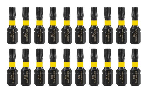 Graphite torziós ütvecsavarozó bit T25x25 mm, 20 részes