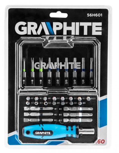 Graphite csavarhúzó bitkészlet mágneses 25/50 mm 31 részes