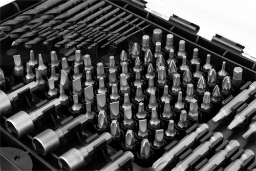 Graphite fúró- és bitkészlet, foglalatok, 120 db