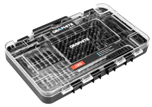 Graphite fúró- és bitkészlet, foglalatok, 120 db