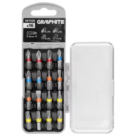 Graphite csavarhúzó bitkészlet 25/50mm, műanyag tokban, 16db