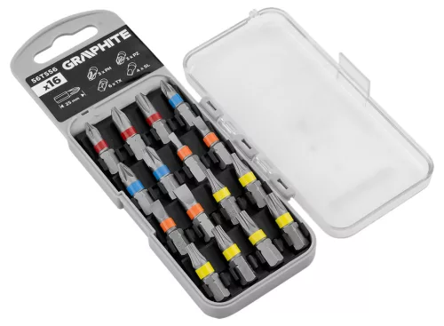 Graphite csavarhúzó bitkészlet 25/50mm, műanyag tokban, 16db