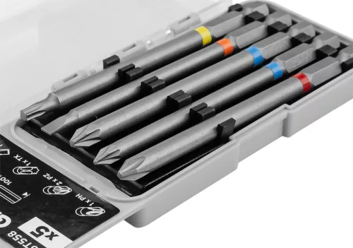Graphite csavarhúzó bitkészlet 100mm műanyag tokban, 5db