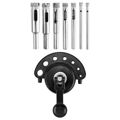 Graphite gyémántfúró készlet tapadókorongos fúróvezetővel 4-12mm, 8db