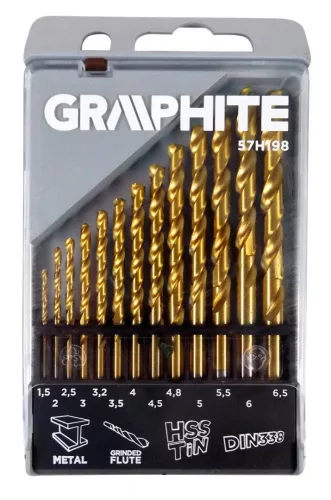 Graphite fémfúró készlet, 13 részes, 1,5-6,5 mm HSS