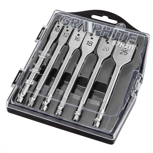 Graphite lapos fafúró készlet, 6 részes, 10-25 mm bit befogás