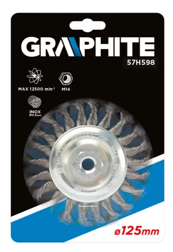 Graphite drótkorong tányér egyenes,sodrott 125 mm inox M14