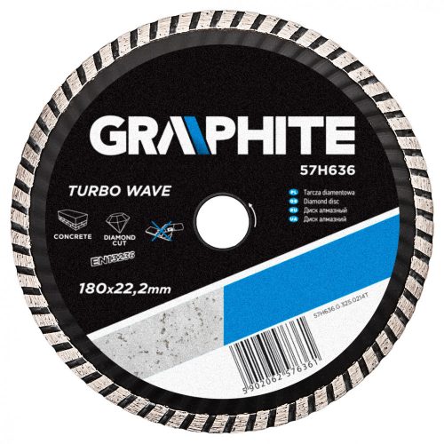 Graphite gyémánt vágókorong 180x22,2x2,8 mm, turbo hűtőbordás