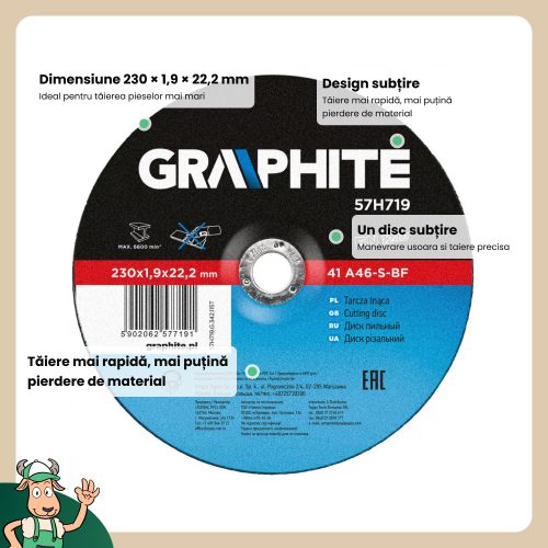 Graphite vágókorong 230x1,9x22,2 mm, fémhez