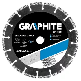 Graphite gyémánt vágókorong 230x22 mm, szegmentált, lézerhegesztett, X típus