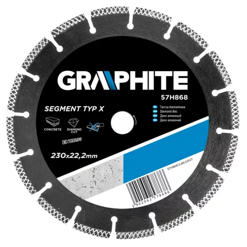 Graphite gyémánt vágókorong 230x22 mm, szegmentált, lézerhegesztett, X típus