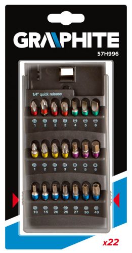 Graphite csavarhúzó bitkészlet 22 részes
