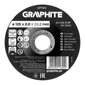 Graphite vágókorong kőhöz, korund süllyesztett furattal 125x2x22,2 42 C46-R-BF