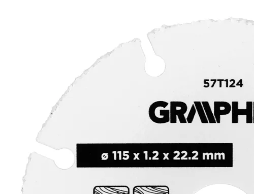 Graphite vágókorong karbidszemcsés, műanyaghoz, szeges fához, 115x1,2x22,2mm