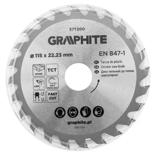 Graphite fűrészlap, széles fűrész, 115 x 22,23 mm, 24 fogazás