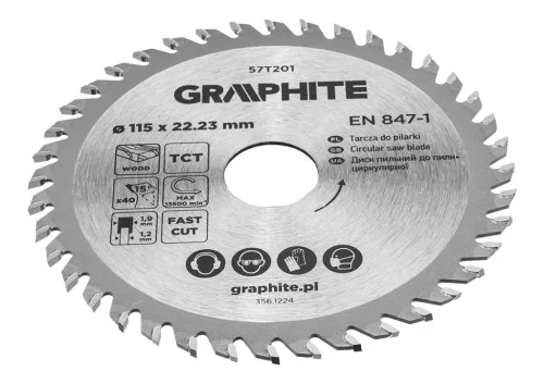 Graphite fűrészlap, széles fűrész, 115 x 22,23 mm, 40 fogazat