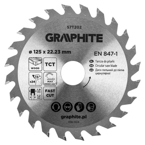 Graphite fűrészlap, széles fűrész, 125 x 22,23 mm, 24 fogazás