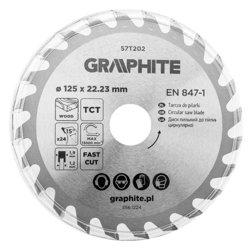 Graphite fűrészlap, széles fűrész, 125 x 22,23 mm, 24 fogazás