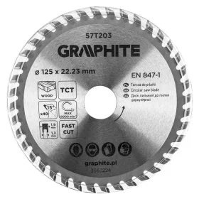 Graphite fűrészlap, széles fűrész, 125 x 22,23 mm, 40 fogazat