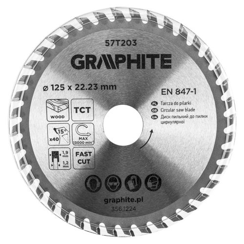 Graphite fűrészlap, széles fűrész, 125 x 22,23 mm, 40 fogazat