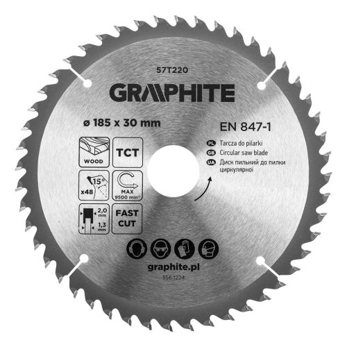 Graphite fűrészlap, széles fűrész, 185 x 30 mm, 48 fogazás