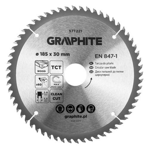 Graphite fűrészlap, széles fűrész, 185 x 30 mm, 60 fogazás