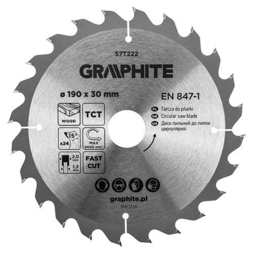 Graphite fűrészlap, széles fűrész, 190 x 30 mm, 24 fogazás