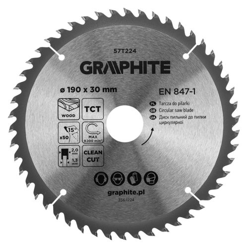 Graphite fűrészlap, széles fűrész, 190 x 30 mm, 50 fogazat