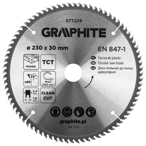 Graphite fűrészlap, széles fűrész, 230 x 30 mm, 80 fogazás