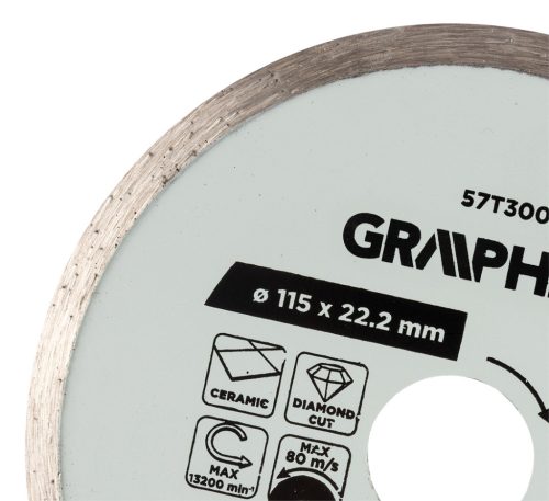 Graphite gyémánt vágókorong, 115 x 22,2 mm, nedves