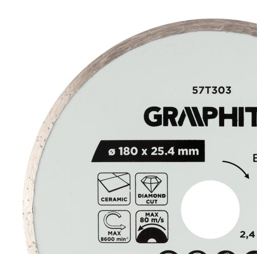 Graphite gyémánt vágókorong, 180 x 25,4 mm, nedves