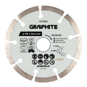 Graphite gyémánt vágókorong, szegmentált, 115 x 22,2 mm, száraz