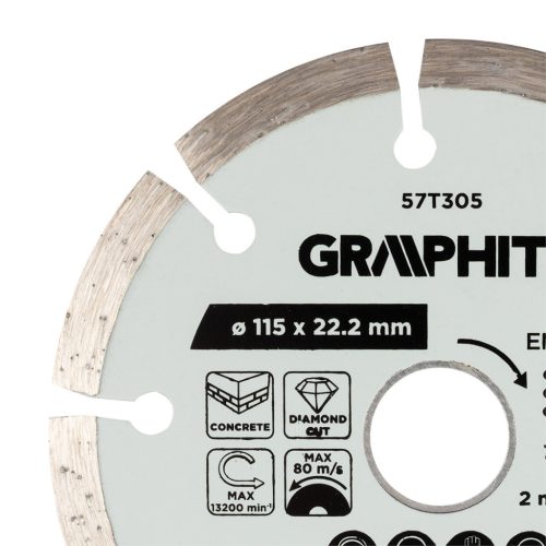Graphite gyémánt vágókorong, szegmentált, 115 x 22,2 mm, száraz