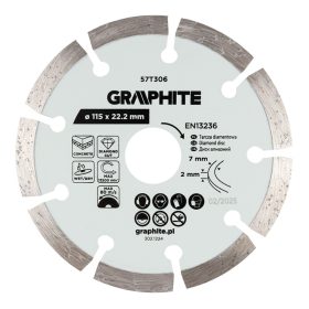 Graphite gyémánt vágókorong, szegmentált, 115 x 22,2 mm, száraz és nedves vágás