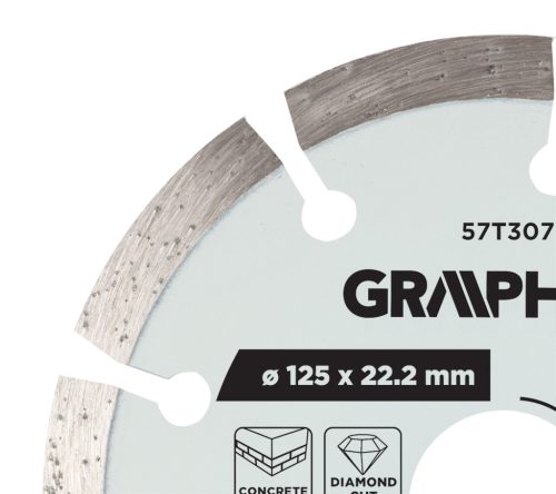 Graphite gyémánt vágókorong, szegmentált, 125 x 22,2 mm, száraz