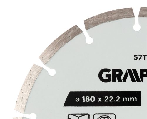 Graphite gyémánt vágókorong, szegmentált, 180 x 22,2 mm, száraz