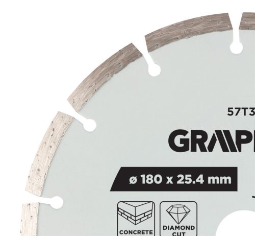 Graphite gyémánt vágókorong, szegmentált, 180 x 25,4 mm, száraz
