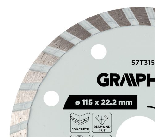 Graphite turbó gyémánt vágókorong, 115 x 22,22 mm, száraz