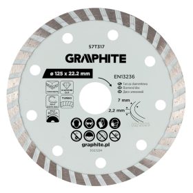 Graphite turbó gyémánt vágókorong, 125 x 22,22 mm, száraz