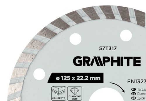 Graphite turbó gyémánt vágókorong, 125 x 22,22 mm, száraz