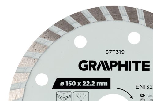 Graphite turbó gyémánt vágókorong, 150 x 22,22 mm, száraz