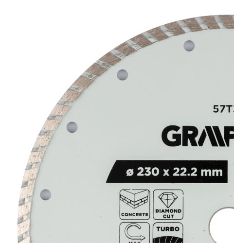 Graphite turbó gyémánt vágókorong, 230 x 22,22 mm, száraz
