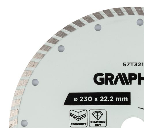 Graphite turbó gyémánt vágókorong, 230 x 22,22 mm, száraz és nedves vágásra
