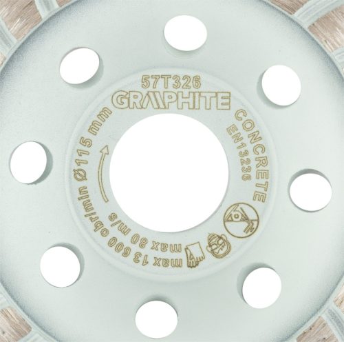 Graphite gyémánt csiszolókorong, turbó, 115 x 22,2 mm, száraz