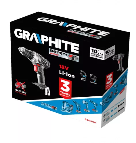 Graphite akkus fúró 18V, 10 mm gyorstokmány, Akku és töltő nélkül