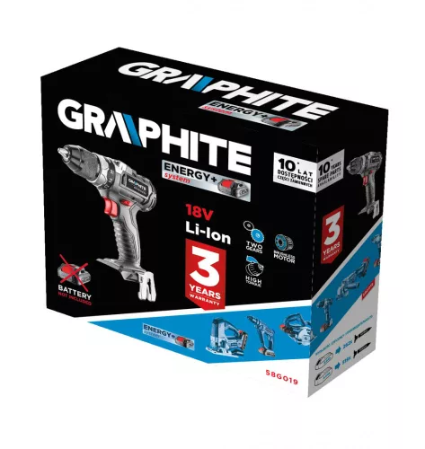 Graphite akkus fúró 18V, 13 mm gyorstokmány, szénkefementes, Akku és töltő nélkül