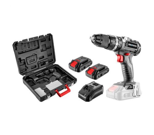 Graphite akkus ütvefúró 18V, 13 mm gyorstokmány, szénkefementes 2x2Ah akkuval és töltővel kofferben