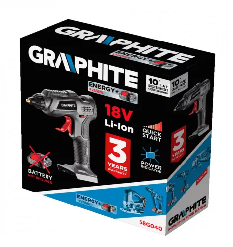 Graphite akkus ragasztópisztoly 18V, 11 mm, Akku és töltő nélkül