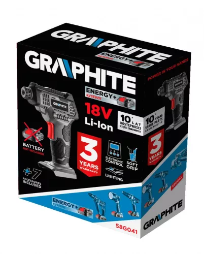 Graphite akkus kompresszor 18V, 7 bar, Akku és töltő nélkül